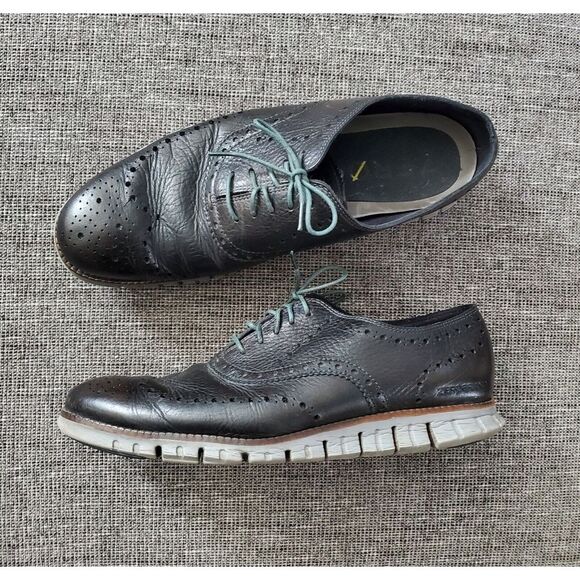 Cole Haan‎ Zerogrand Mens Wingtip Oxford Black/Gray Dress Shoes C25005 Size 9.5M - Picture 2 of 7